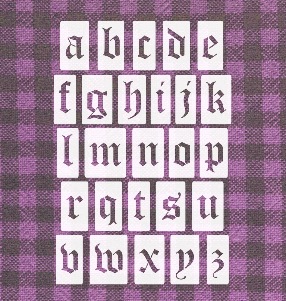 Kleines Alphabet Einzelne Buchstaben Einzelne Schablonen Alte Gotische Schrift Hbm Schablonenshop