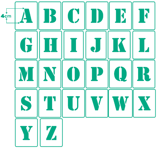Schablone Alphabet 4cm einzelner Buchstabe