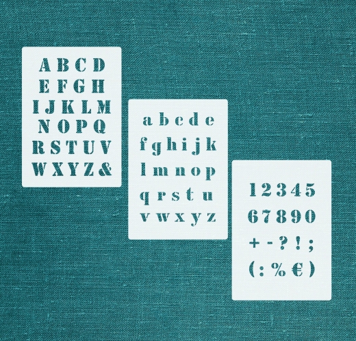 3er Schablonen Set Nr.5 - Höhe ca. 2cm Druckbuchstaben und Zahlen