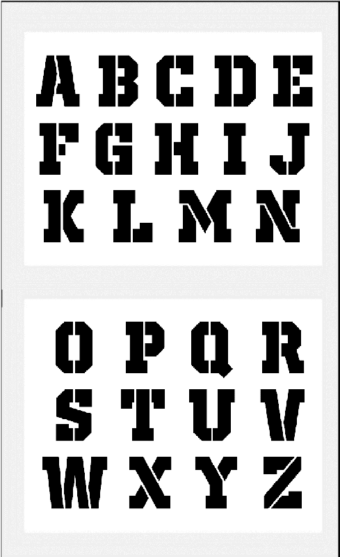 Schrift-Schablone 5cm Druckbuchstaben Alphabet groß - hbm-schablonenshop