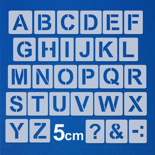 Buchstaben 5cm hoch Schrift-Schablonen-Set Nr.04 / 30 einzelne Schablonen