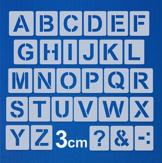 Buchstaben 3cm hoch Schrift-Schablonen-Set Nr.04/ 30 einzelne Schablonen