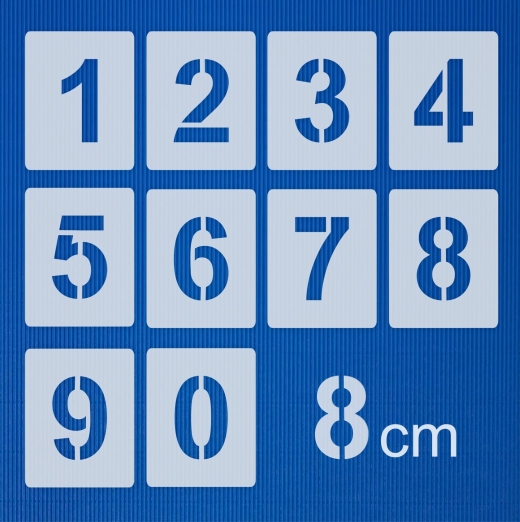 Zahlen 0-9 ● 8cm hoch ● Zahlen-Schablonen-Set Nr.4 ●10 einzelne Schablonen