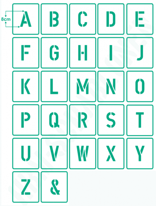 Einzel - Schablonen Buchstaben ● 8cm hoch Alphabet Druckbuchstaben