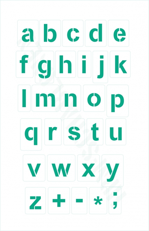 Kleine Buchstaben Schrift-Schablonen-Set Nr.4 / 30 einzelne Schablonen, passend zu 4cm Großbuchstaben