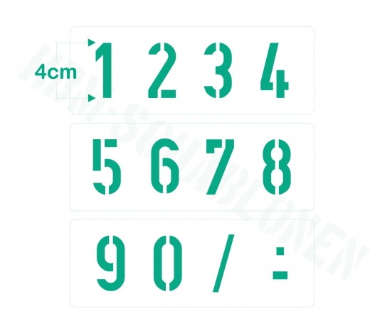Zahlen 0-9 ca. 4cm hoch Zahlen-Schablone Nr.35