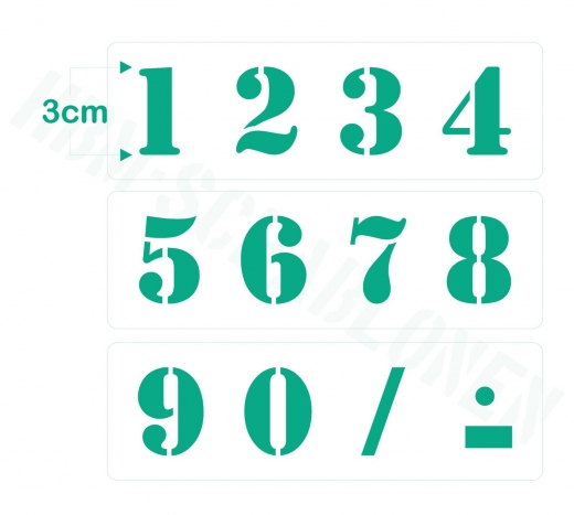 Zahlen 0-9 ca. 3cm hoch Zahlen-Schablone Nr.5