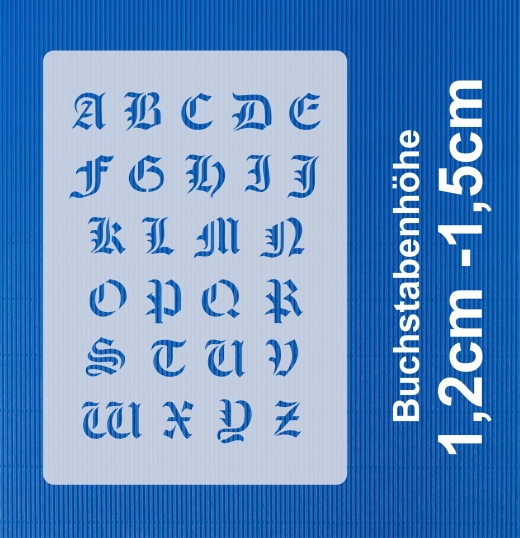 Alte Schrift ca. 1,2-1,5cm hoch ●  Buchstaben-Schablone großes Alphabet Nr.30 ABC