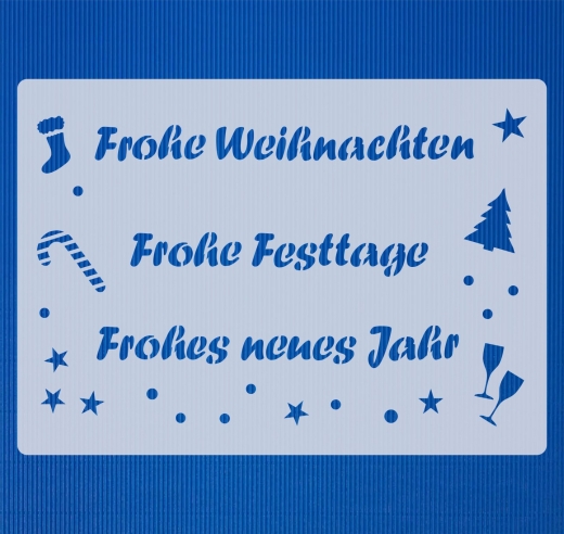 Schablone Schriftzüge ● Frohe Weihnachten ● Frohe Festtage ● Frohes neues Jahr