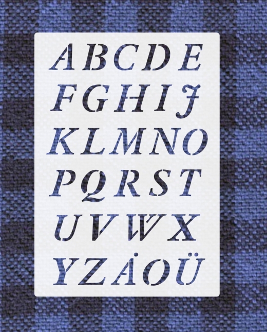 Schrift-Schablone Schreibschrift ● kursives Alphabet groß Nr.23 ca. 3cm - 3,7cm