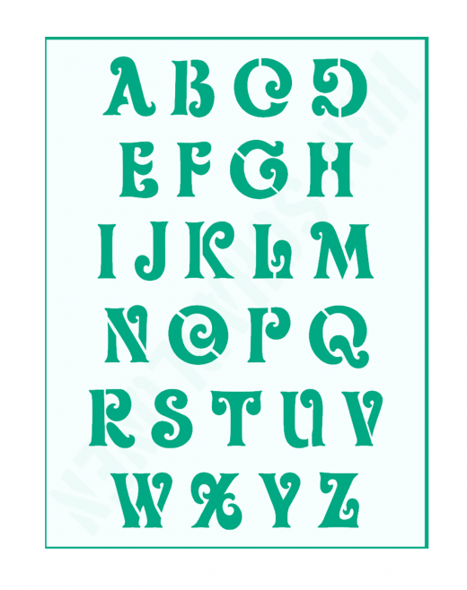 Schrift-Schablone Buchstaben ● ca. 1,5cm hoch Schnörkelschrift Nr.6 großes Alphabet