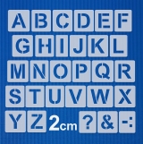 Buchstaben 2cm hoch Schrift-Schablonen-Set Nr.04 / 30 einzelne Schablonen