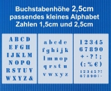 3er Schablonen Set Nr.5 - Höhe ca. 2,5cm Druckbuchstaben und Zahlen