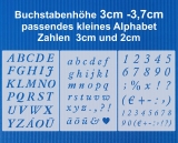3er Schablonen Set Nr.23 ● Höhe ca. 3cm -3,7cm kursive Buchstaben groß, klein und Zahlen