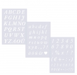 3er Schablonen Set Nr.23 ● Höhe ca. 3cm -3,7cm kursive Buchstaben groß, klein und Zahlen