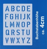 Schrift-Schablone Druck-Buchstaben ● 4cm hoch Alphabet groß Nr.35