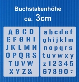 Schablone Alphabet groß 3cm , klein und Zahlen | Set 2-teilig
