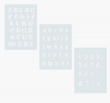 3er Schablonen Set Nr.30 ● ca. 1,2cm -1,5cm alte Schrift extra kleine Buchstaben groß, klein und Zahlen