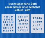 3er Schablonen Set Nr.5 - Höhe ca. 2cm Druckbuchstaben und Zahlen