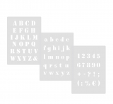 3er Schablonen Set Nr.5 - Höhe ca. 2cm Druckbuchstaben und Zahlen
