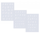 3-teiliges Schablonen Set Nr.39 - ca 2,5cm bis 3,5cm hoch Buchstaben groß, klein und Zahlen
