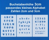 3er Schablonen Set Nr.5 - Höhe ca. 3cm Druckbuchstaben und Zahlen