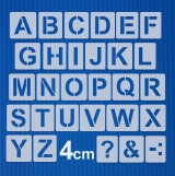 Buchstaben 4cm hoch Schrift-Schablonen-Set Nr.4 ● 30 einzelne Schablonen