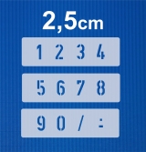 Zahlen 0-9 ca. 2,5cm hoch Zahlen-Schablone Nr.35