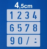 Zahlen 0-9 ca. 4,5cm hoch Zahlen-Schablone Nr.35