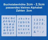 3er Schablonen Set Nr.30 ● ca. 2cm - 2,5cm alte Schrift extra kleine Buchstaben groß, klein und Zahlen