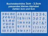 3er Schablonen Set Nr.30 ● ca. 3cm - 3,5cm alte Schrift extra kleine Buchstaben groß, klein und Zahlen
