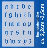 3er Schablonen Set Nr.30 ● ca. 3cm - 3,5cm alte Schrift extra kleine Buchstaben groß, klein und Zahlen