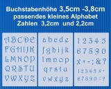 Alphabet groß, klein und Zahlen ● Buchstaben 3cm hoch ● 3-teiliges Schablonen-Set Nr.34