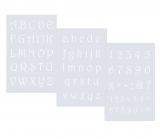 Alphabet groß, klein und Zahlen ● Buchstaben 3cm hoch ● 3-teiliges Schablonen-Set Nr.34