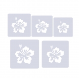 Schablone Hibiskusblüten Motiv-Schablone | Set ● 5 einzelne Hibiskusblüten ● 6cm, 7cm, 8cm, 9cm und 10cm groß