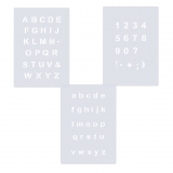 3er Schablonen Set Nr.04 ● ca. 1cm hoch extra kleine Buchstaben groß, passende kleine Buchstaben und Zahlen