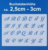 Schrift-Schablone Schreibschrift ● großes Alphabet Nr.27 ca. 2,5cm - 3cm
