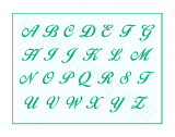 Schrift-Schablone Schreibschrift ● großes Alphabet Nr.27 ca. 2,5cm - 3cm
