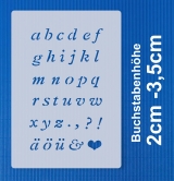 Schrift-Schablone kursives Alphabet ● kleine Buchstaben Nr.23
