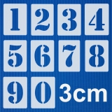 Zahlen 3cm hoch 0-9 ● Zahlen-Schablonen-Set Nr.5 ● 10 einzelne Schablonen 0-9