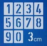Zahlen 3cm hoch 0-9 ● Zahlen-Schablonen-Set Nr.35 ● 10 einzelne Schablonen