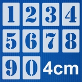 Zahlen 4cm hoch ●Zahlen-Schablonen-Set Nr.5 ● 10 einzelne Schablonen 0-9