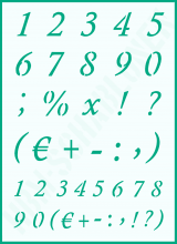 Zahlenschablone Nr. 23 ● Zahlen Kursiv 3,5cm und 2,5cm hoch