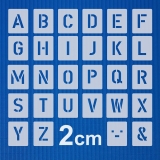 Buchstaben 2cm hoch ● Schrift-Schablonen-Set Nr.35 ● 30 einzelne Schablonen
