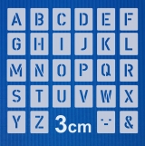 Buchstaben 3cm hoch ● Schrift-Schablonen-Set Nr.35 ● 30 einzelne Schablonen