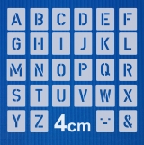 Buchstaben 4cm hoch ●Schrift-Schablonen-Set Nr.35 ● 30 einzelne Schablonen