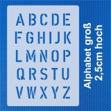 Schrift-Schablone ● Druck-Buchstaben 2,5cm Alphabet groß Nr.35