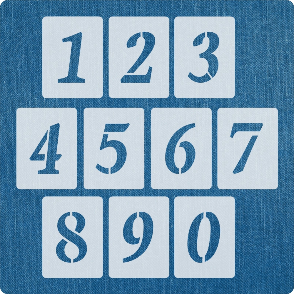 Zahlenschablone 7cm hoch Zahlen von 0-9 10 einzelne Schablonen Set Nr.5