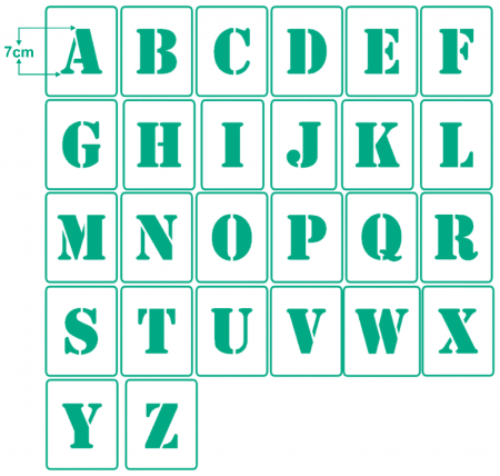 A-Z Stencil 1 Satz Buchstaben 10cm hoch 4 Sonderzeichen Buchstabenschablone Nr.05 Wandschablone 30 einzelne Schablonen