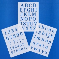 3er Schablonen Set Nr.25 ● Höhe ca. 3,5cm - 4cm Druckbuchstaben groß, klein und Zahlen